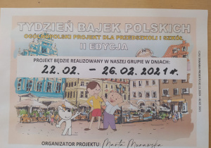 dyplom za udział w projekcie "Tydzień Bajek Polskich"