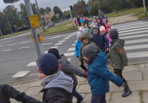przedzkolaki przechodzą po pasach parami