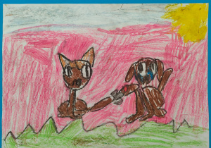 praca plastyczna - "Pies i kot"