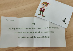 kartka z opisem zadania do wykonania dla przedszkolaków
