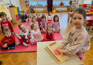 dziewczynka wałkuje czerwone ciasto z masy solnej