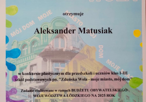 dyplom Aleksandra Matusiaka