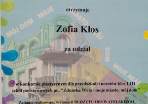 dyplom Zofii Kłos