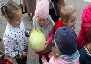 dzieci trzymają głowę kapusty