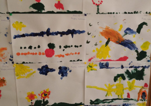 prace plastyczne dzieci z wykorzystaniem kropki malowane farbami plakatowymi