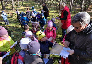 w lesie - dzieci otrzymują obrazek zwierzątka do swojej książeczki za dobrze wykonane zadanie