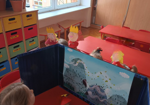 prezentacje przedszkolaków w teatrzyku własnoręcznie wykonanymi lalkami